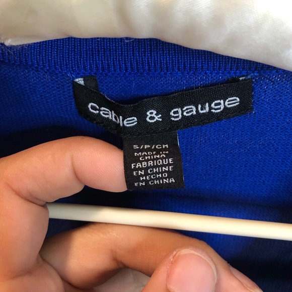 Cable & Gauge 3/4 Sleeve Blue Zipper Sweater Top - S - Picture 5 of 7